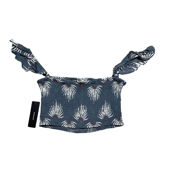 Lulu’s Blue Tropical Print Smocked Crop Top M - Picture 8 of 8